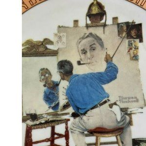 1994 Triple Self Portrait - Decorative plate 8" - Norman Rockwell